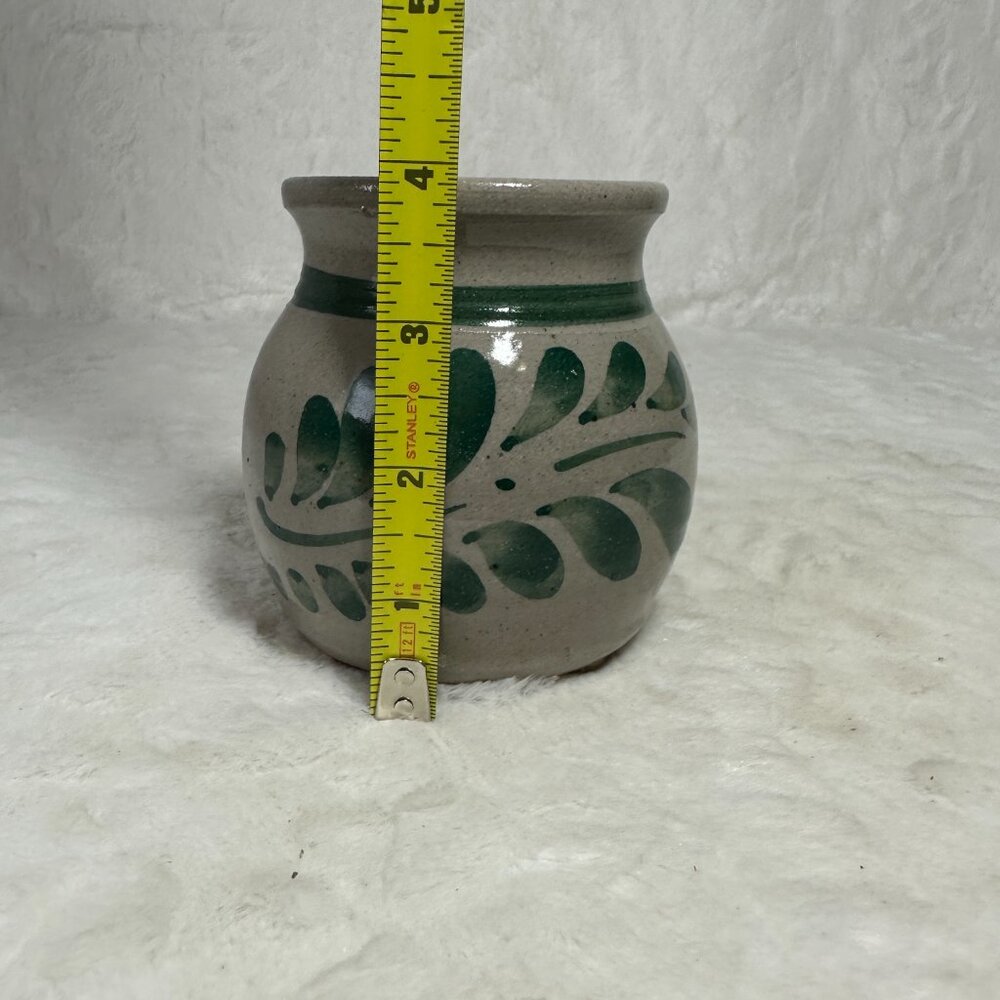 Hunter Green Leaf Westerwald German Pottery Small Crock Stamped - Picture 6 of 7